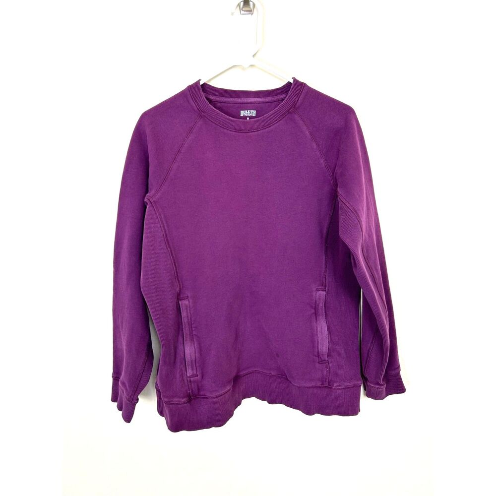 Duluth Trading Sweatshirt Women's M Purple Zip‎ Pocket Heavyweight CrewNeck